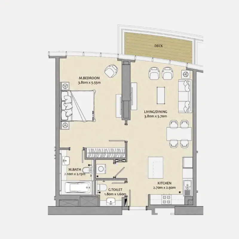 1 bedroom floor plan