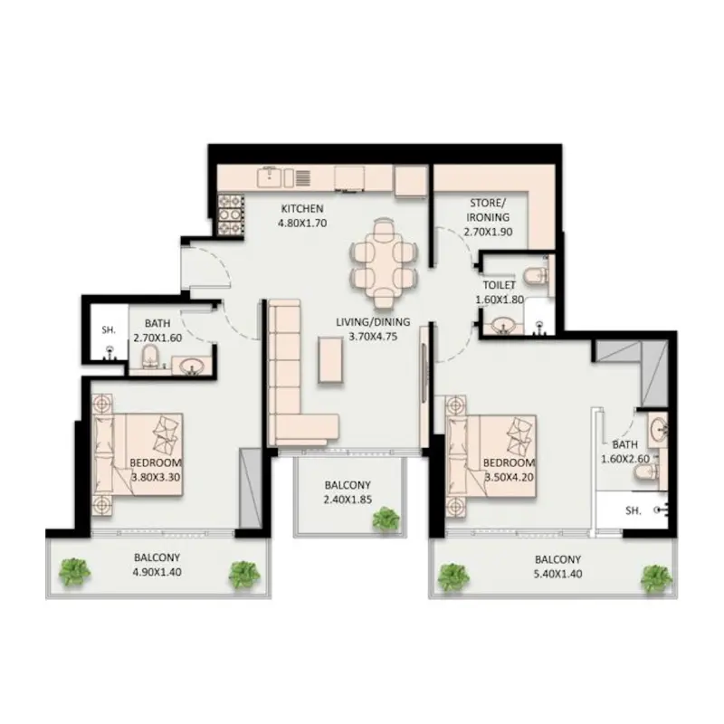 2 bedroom