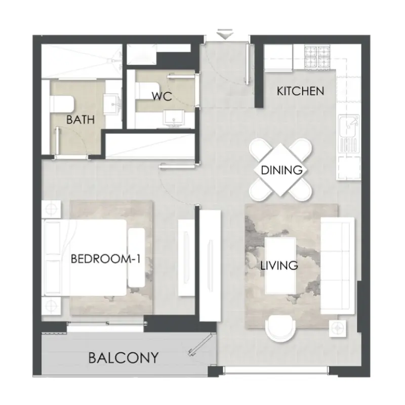 1 bedroom floor plan