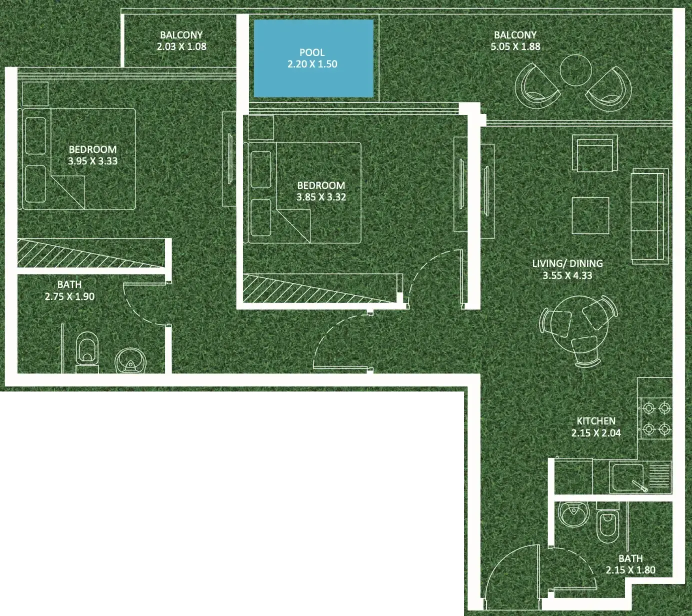 2 Bedrooms apartments - Sportz