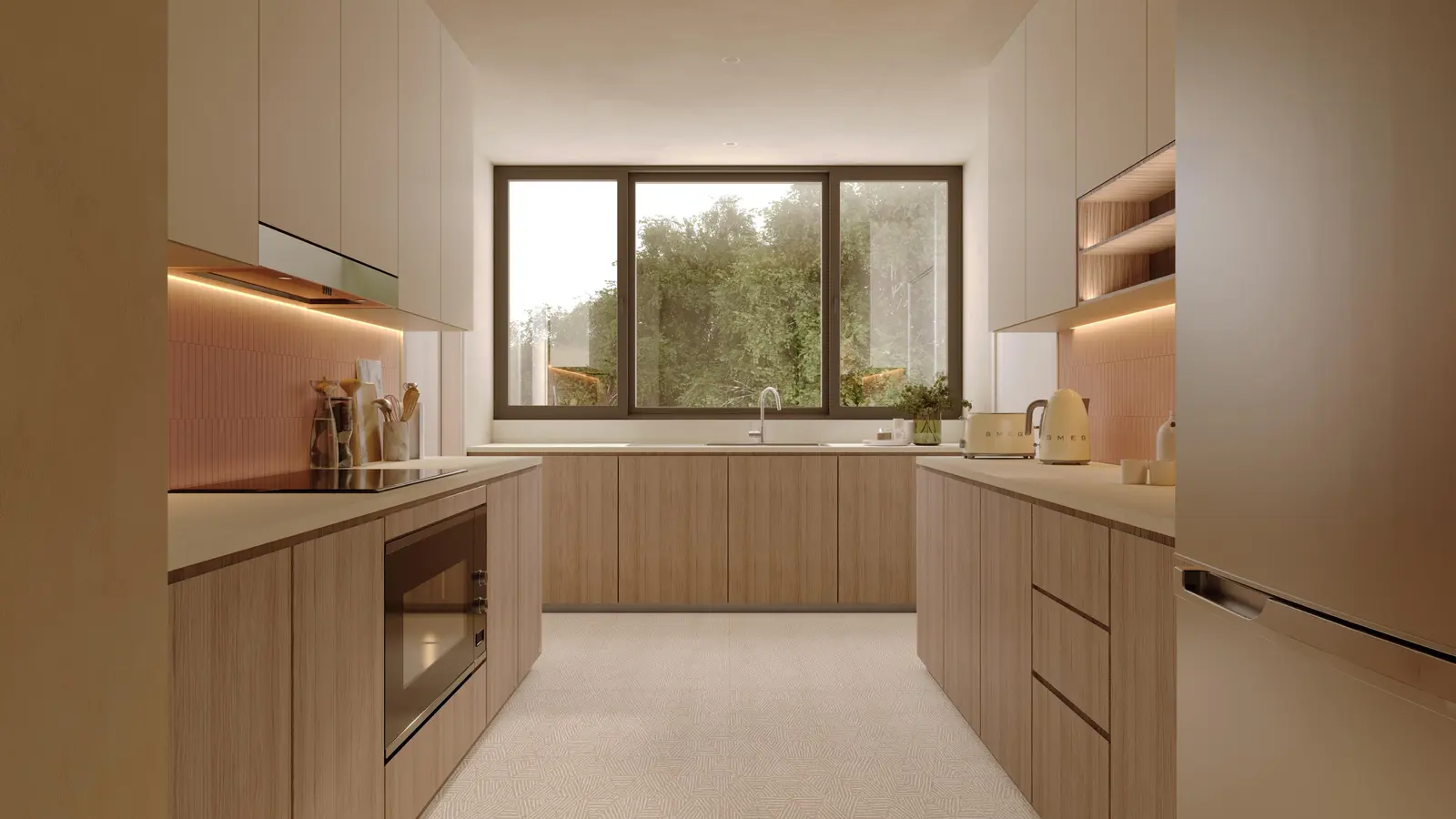 Modern kitchen interior in Fay Gardens Fay Hills Abu Dhabi featuring sleek finishes and premium family-friendly layout..jpg
