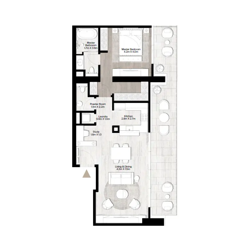 1 bedroom floor plan