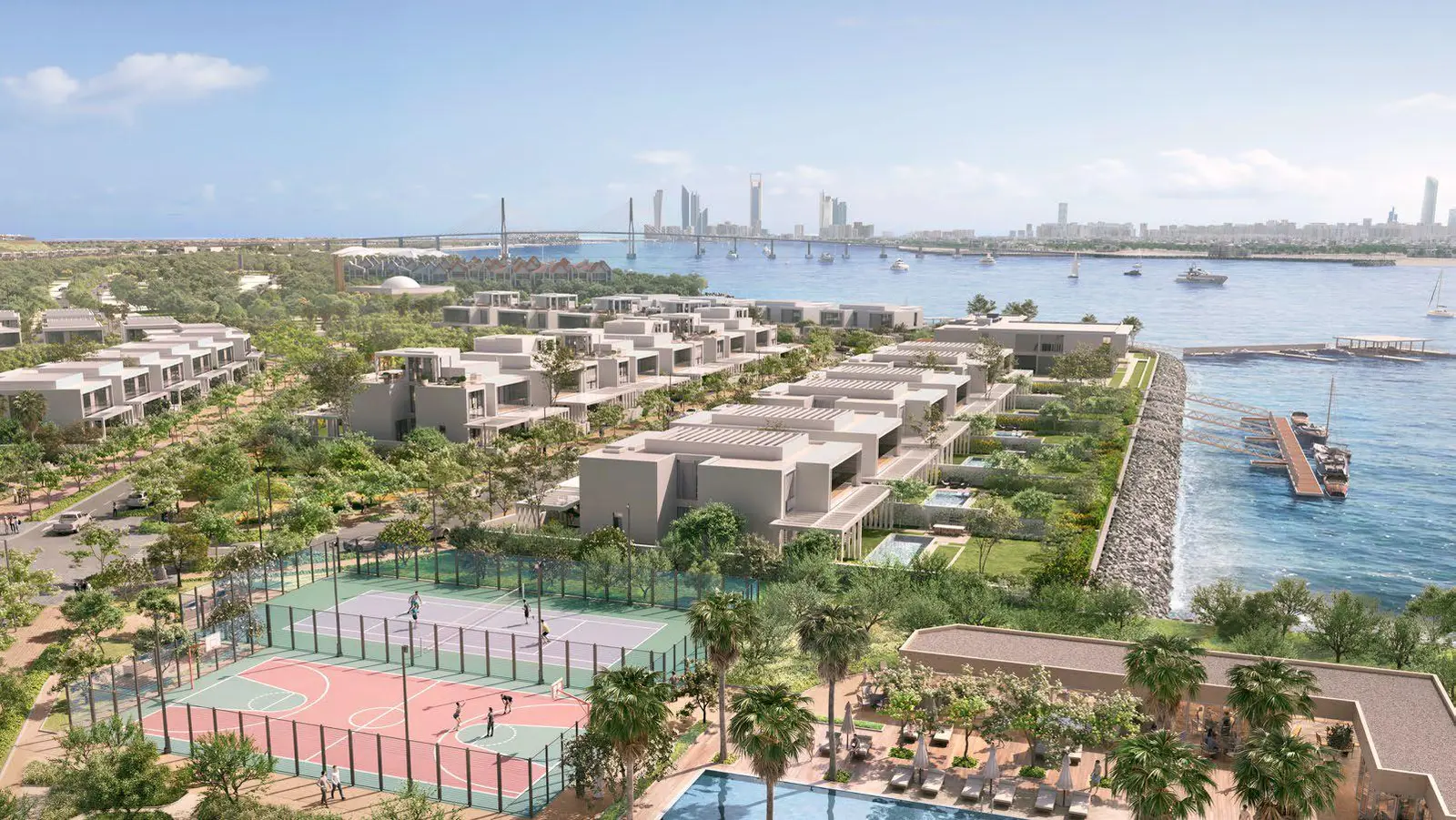 Community swimming pool at Bashayer Villas Hudayriyat Island offering resort-style leisure and premium waterfront living..jpg