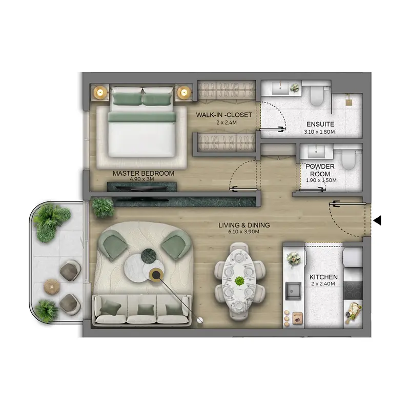 1 bedroom floor plan