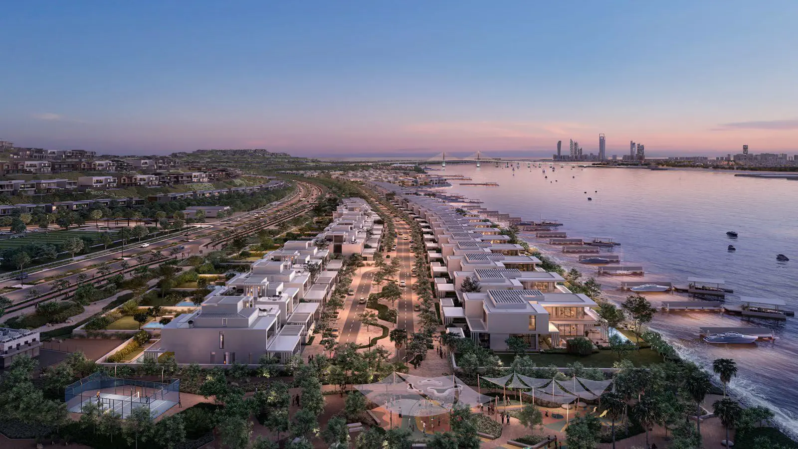 Serene park area inside Bashayer Villas highlighting landscaped green spaces and tranquil waterfront lifestyle atmosphere.jpg