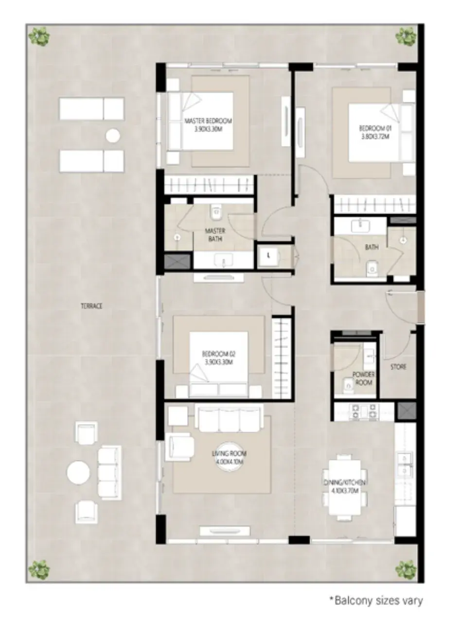 3 Bedrooms apartments - Berkshire Park