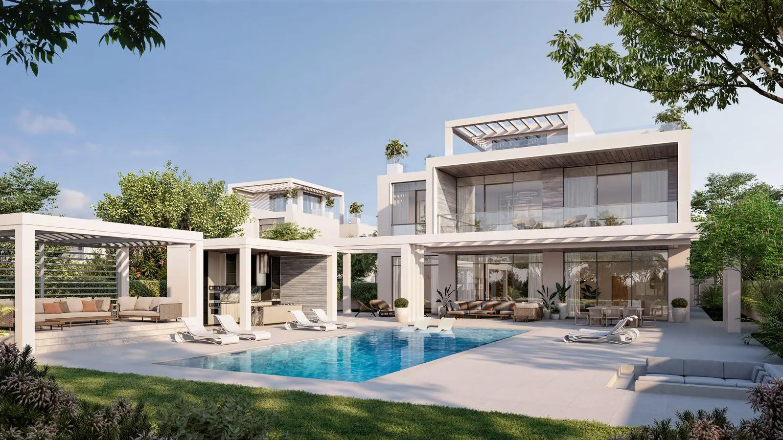 Modern Bashayer Villas exterior on Hudayriyat Island