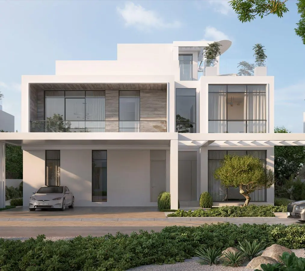 Bashayer Villas streetscape on Hudayriyat Island displaying landscaped walkways and exclusive gated residential surroundings.jpg