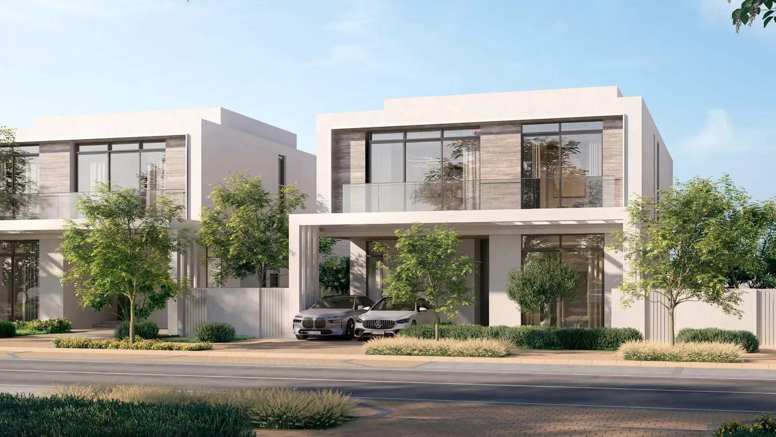 Modern Bashayer Villas exterior on Hudayriyat Island