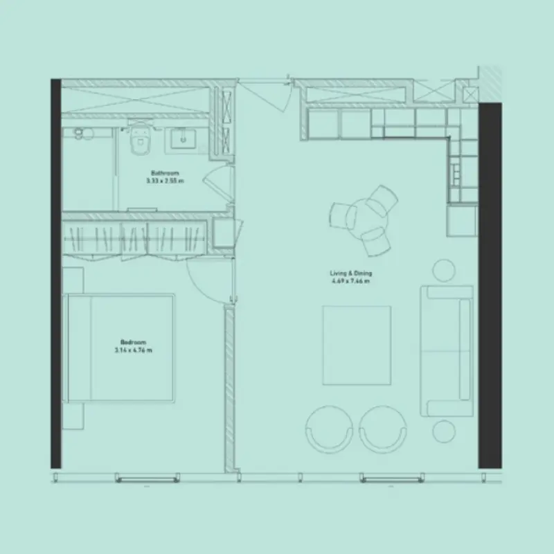 1 bedroom floor plan