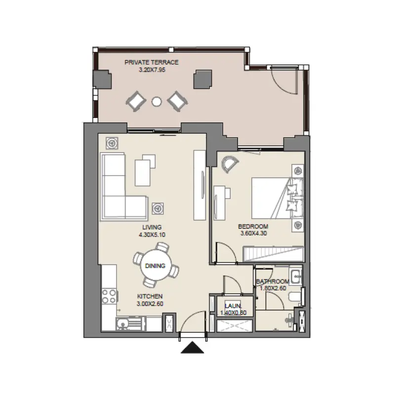 1 bedroom floor plan