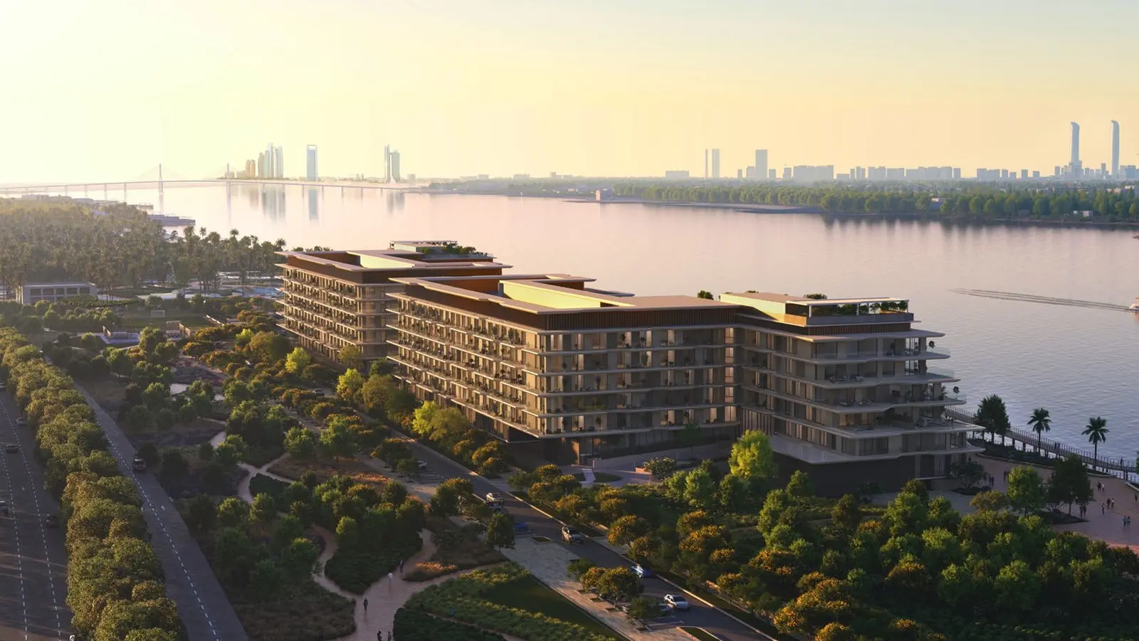 Aerial view of Bashayer Residences with coastal apartments and penthouses in serene Hudayriyat Island location.jpg