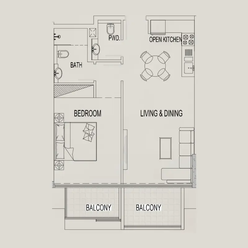 1 bedroom floor plan