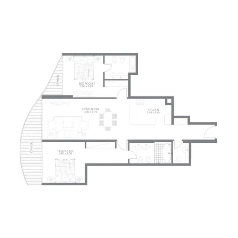 2 bedroom floor plan
