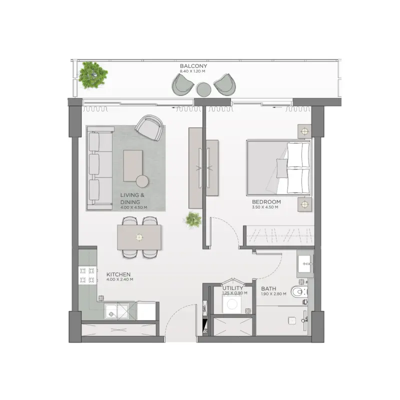 1 bedroom floor plan