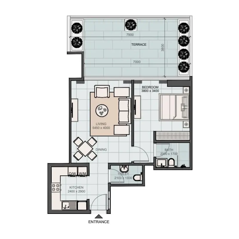 1 bedroom floor plan