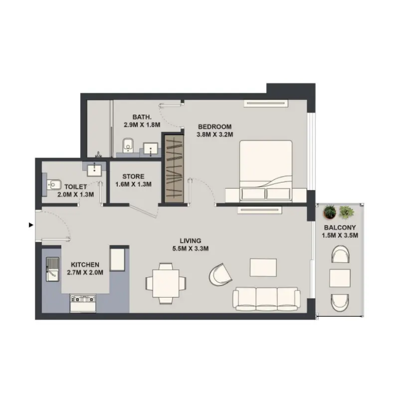 1 bedroom