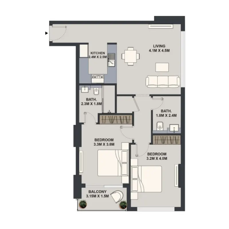 2 bedroom