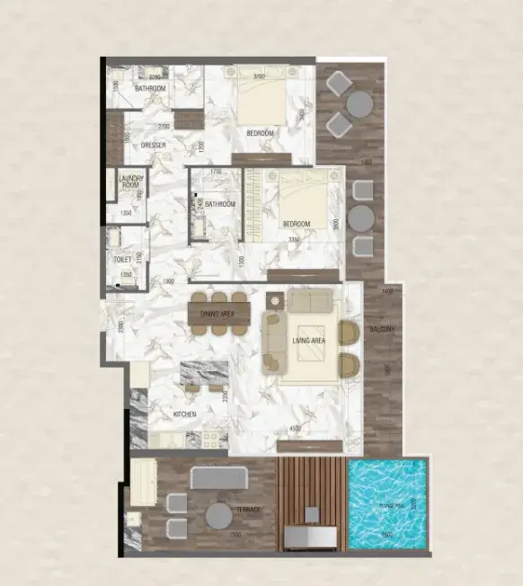 2 Bedrooms apartments - Sky Living