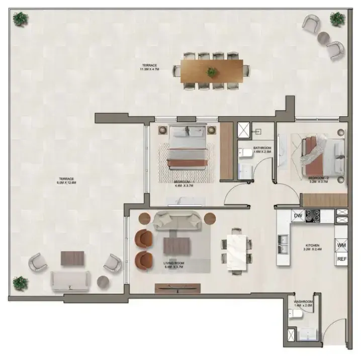 2 Bedrooms apartments - Ghaff Land Residence