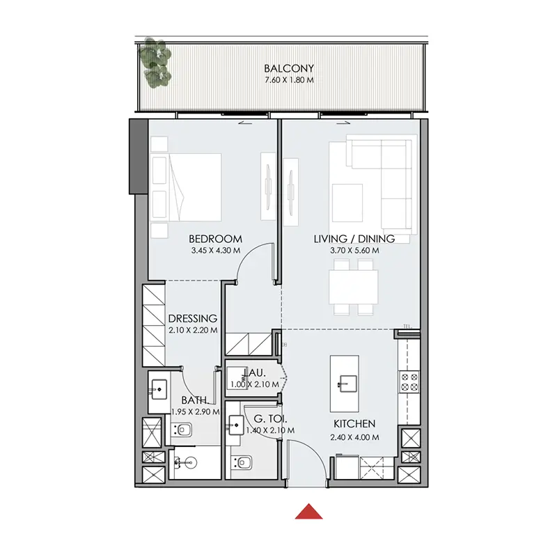 1 bedroom Apartments floor plan