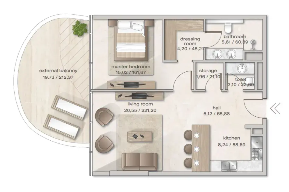 1 Bedroom apartments - Zephyra Residences