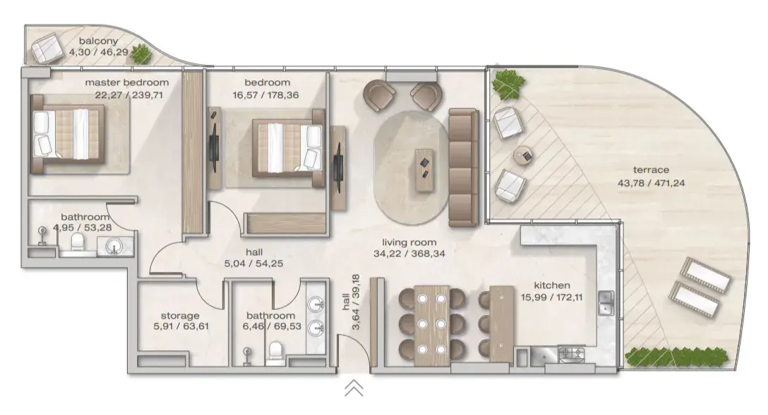 2 Bedrooms apartments - Zephyra Residences
