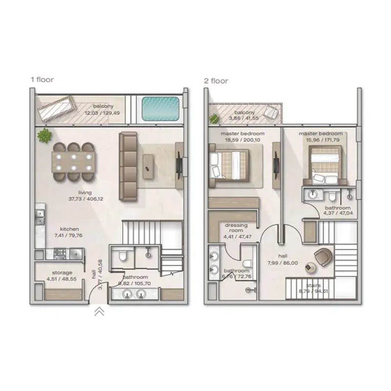 2 Bedrooms duplex - Zephyra Residences