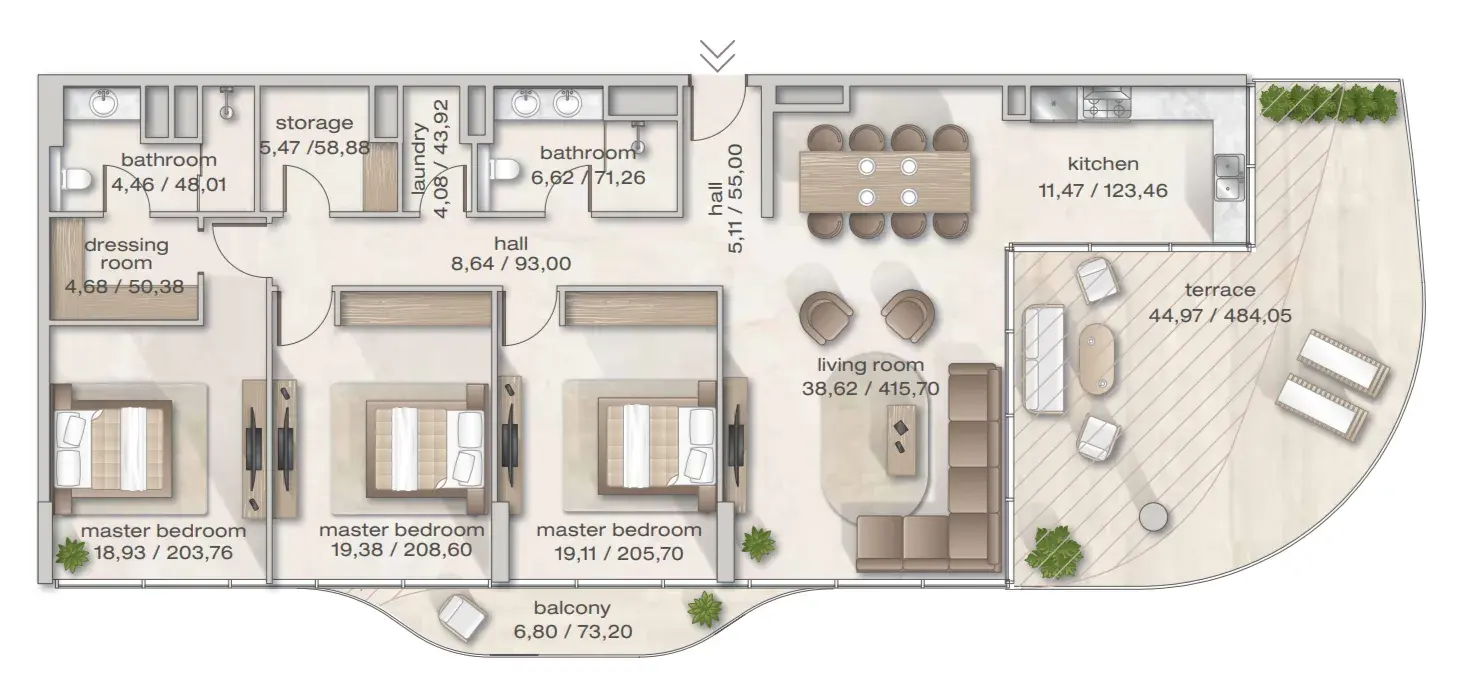 3 Bedrooms apartments - Zephyra Residences