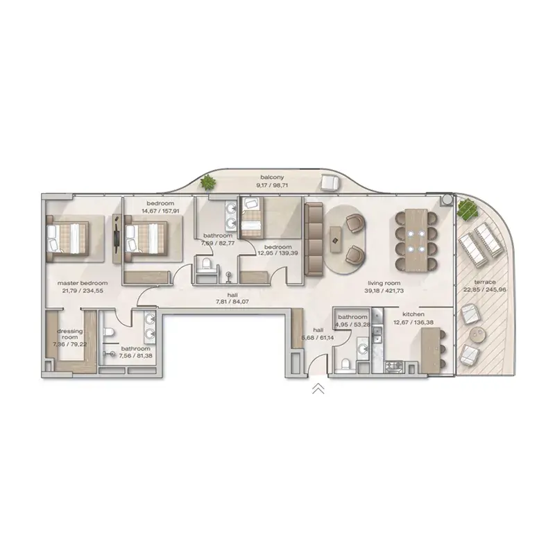 3 Bedrooms penthouse - Zephyra Residences