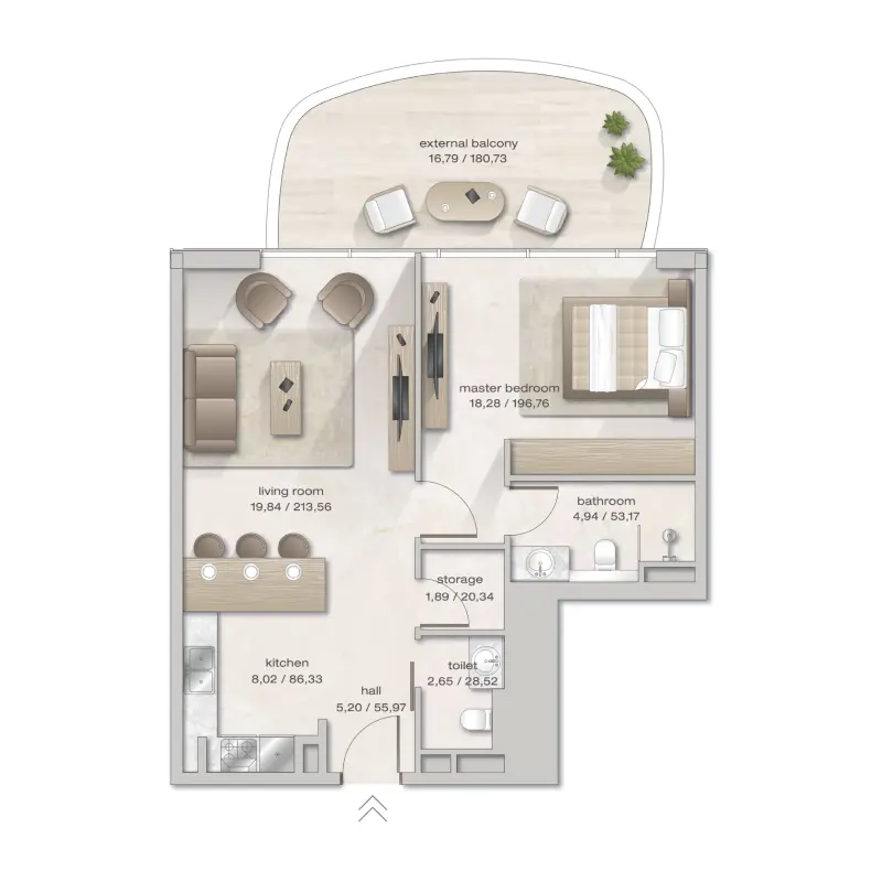 1 bedroom floor plan