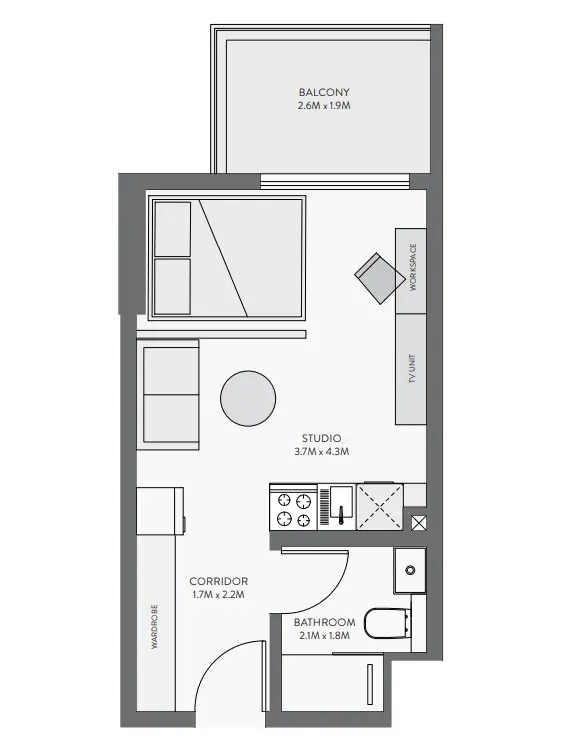 Studio apartments - Equiti Gate