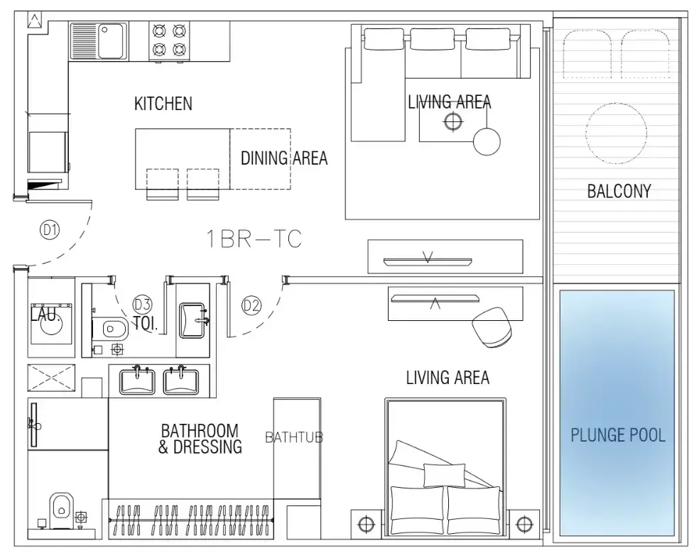 1 Bedroom hotel apartments - Sky Suites