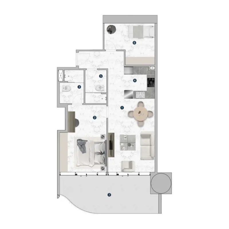 1,5 bedroom