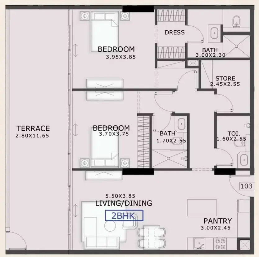 2 Bedrooms apartments - 99 Parkplace