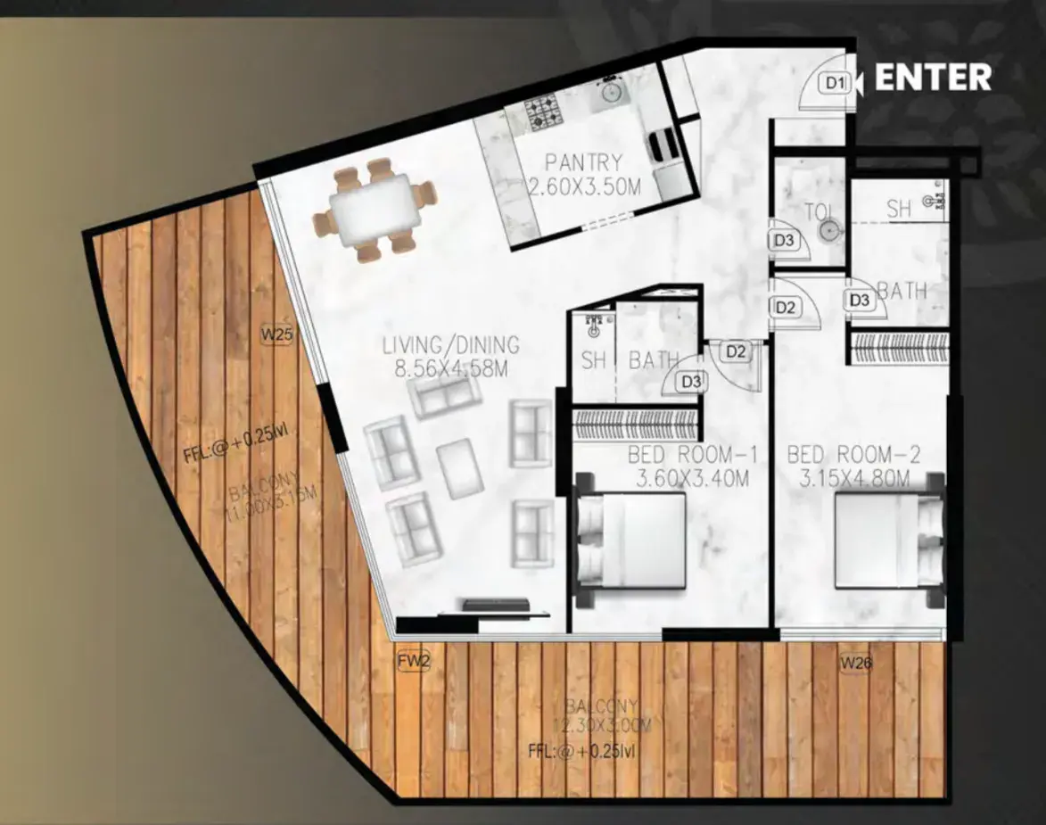 2 Bedrooms apartments - Lumina Vista
