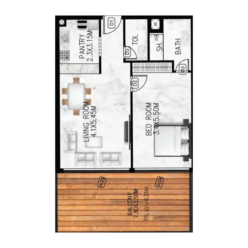 1 bedroom