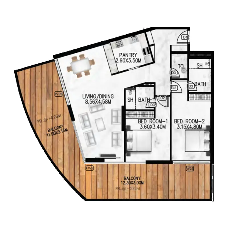 2 bedroom