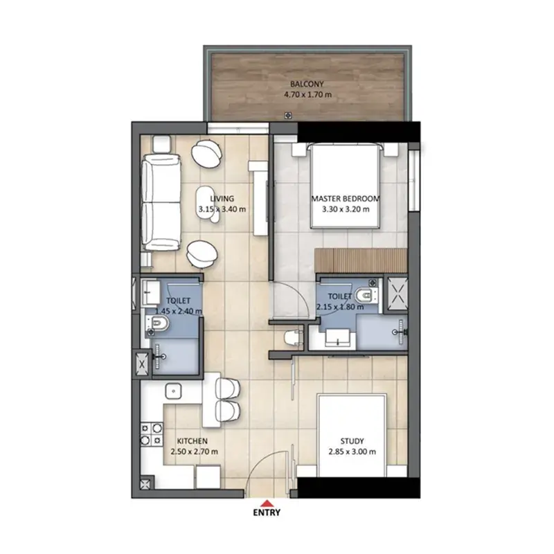 1 Bedroom apartments - Tranquil Wellness Tower