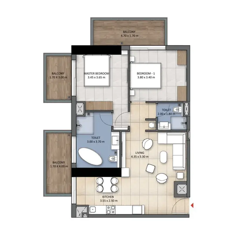 2 Bedrooms apartments - Tranquil Wellness Tower