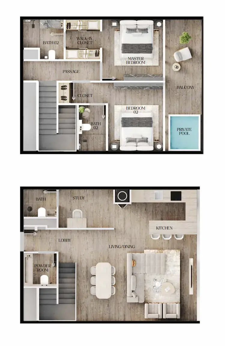 2 Bedrooms duplex - Agua Residences