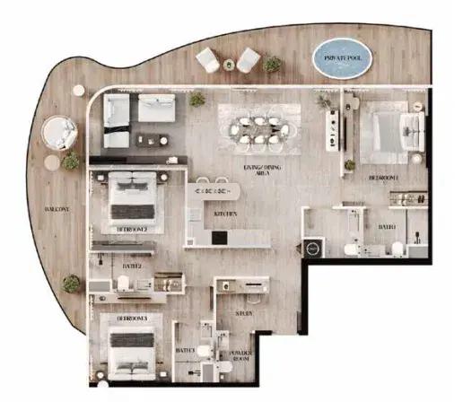3 Bedrooms apartments - Agua Residences