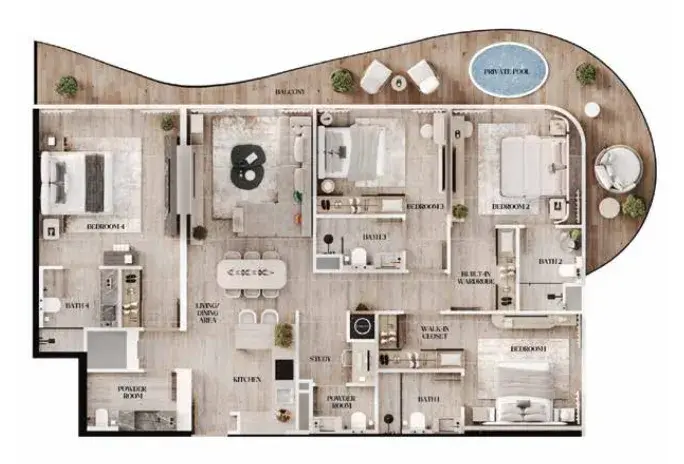 4 Bedrooms penthouse - Agua Residences