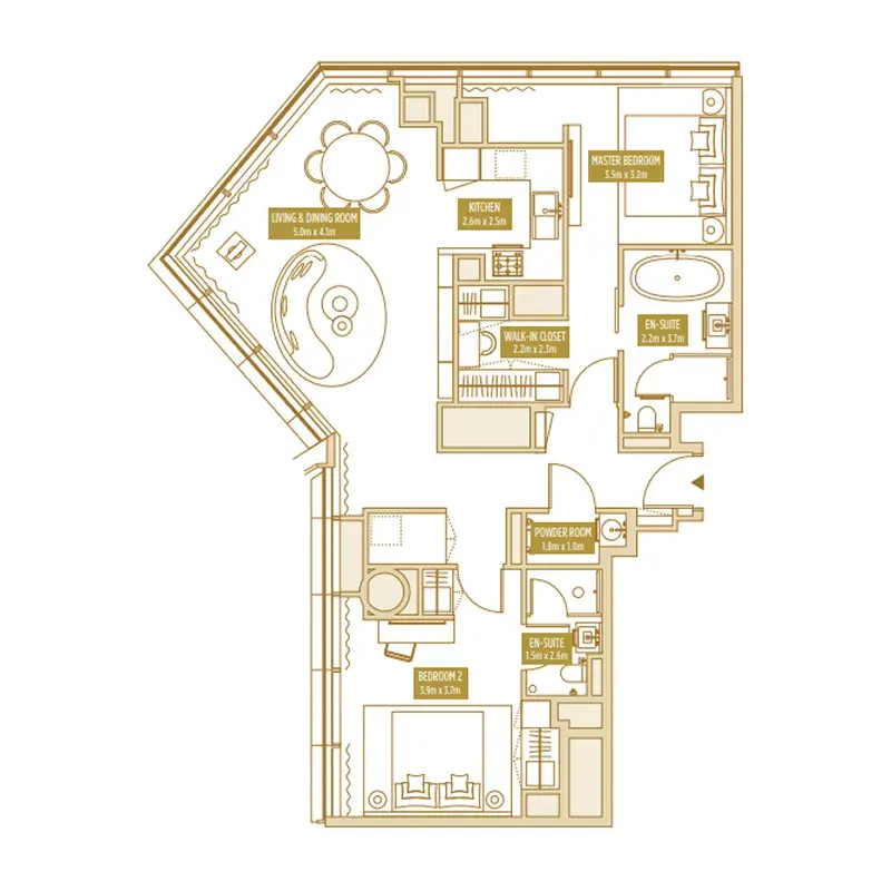2 Bedrooms apartments - Uptown Tower