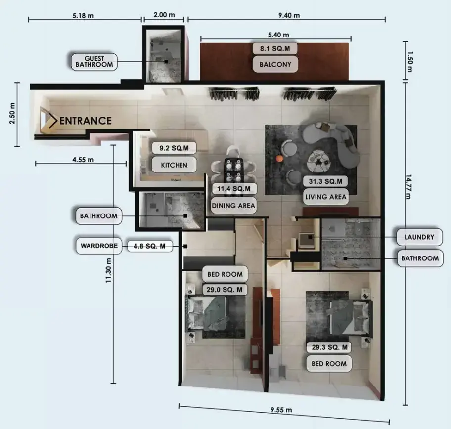 2 Bedrooms apartments - Zenith J1