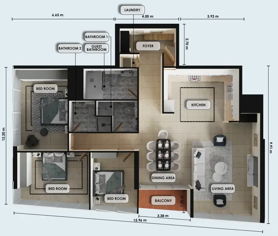 3 Bedrooms apartments - Zenith J1