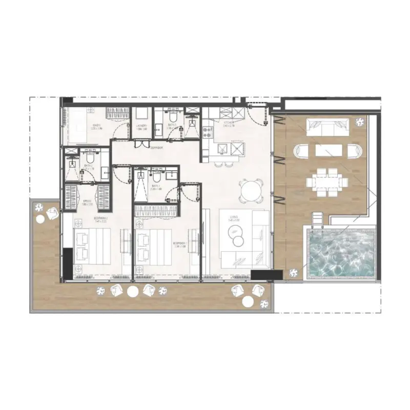 2 bedroom + pool
