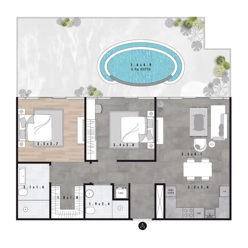 2 bedroom + pool