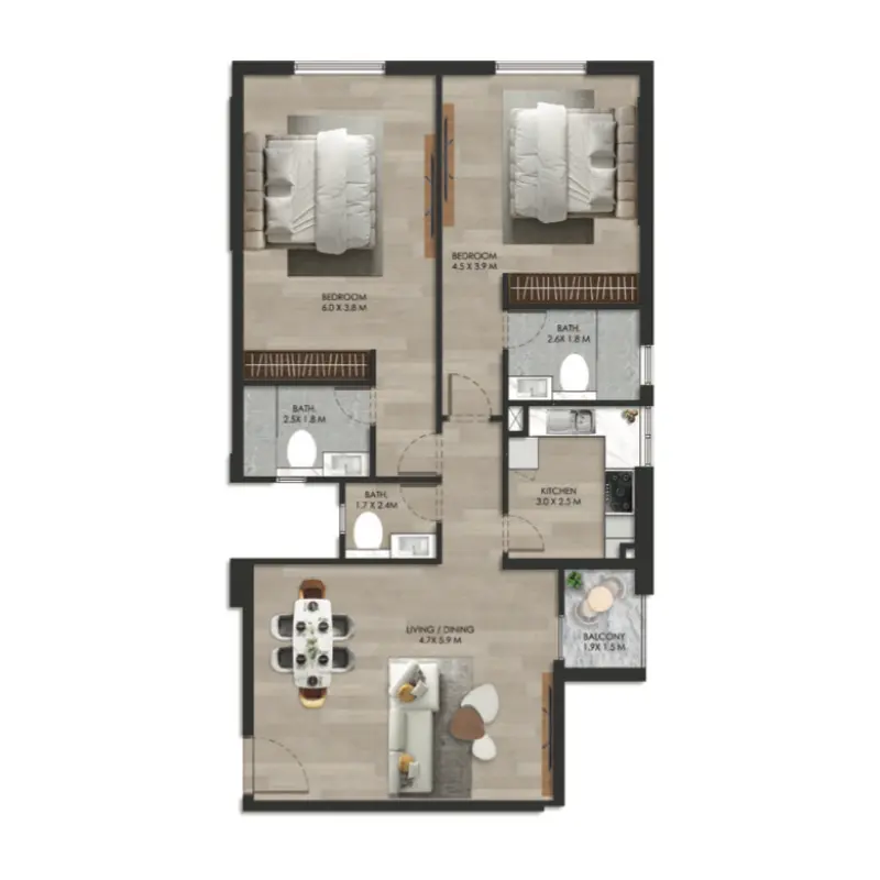 2 bedroom