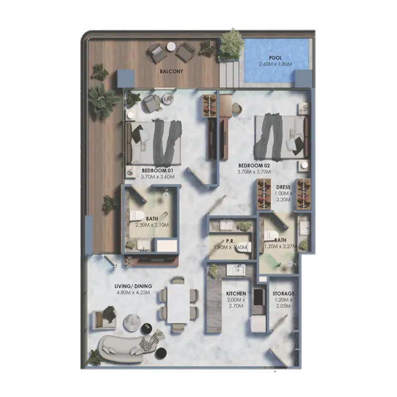 2 bedroom Apartments -  Marquis Vista